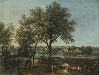 River Landscape with Shepherd, Herd, and Rider by Giovanni Battista Cimaroli